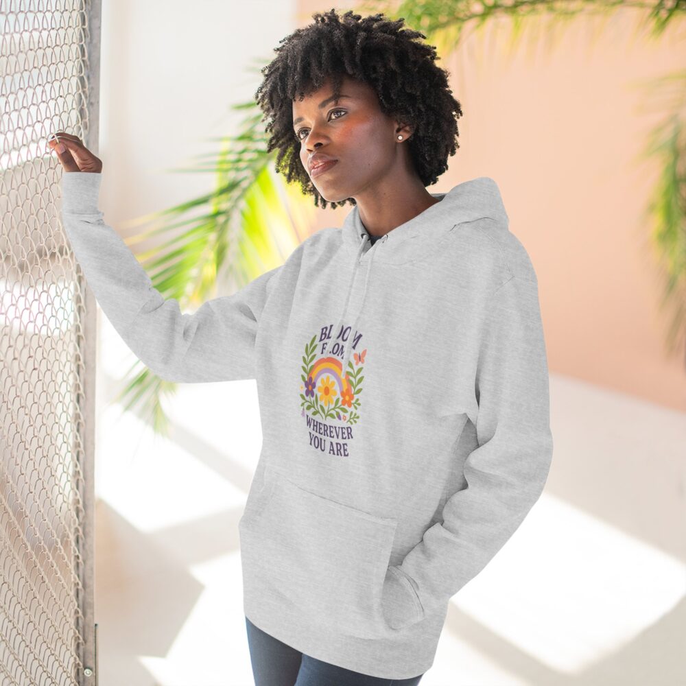 Bloom Wherever You Are Fleece Hoodie - Cozy Floral Sweatshirt for Growth & Positivity, Ideal for Gifts, Home, Casual Wear - Image 4