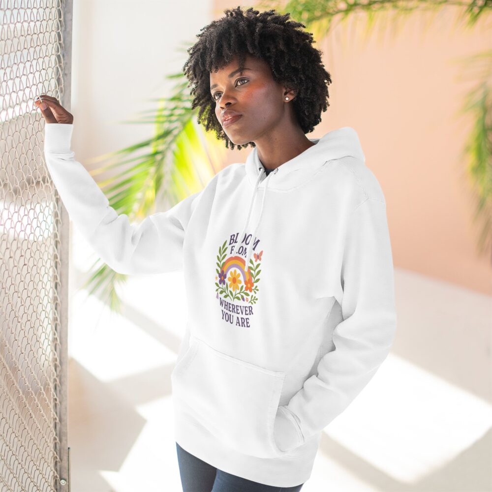 Bloom Wherever You Are Fleece Hoodie - Cozy Floral Sweatshirt for Growth & Positivity, Ideal for Gifts, Home, Casual Wear - Image 2