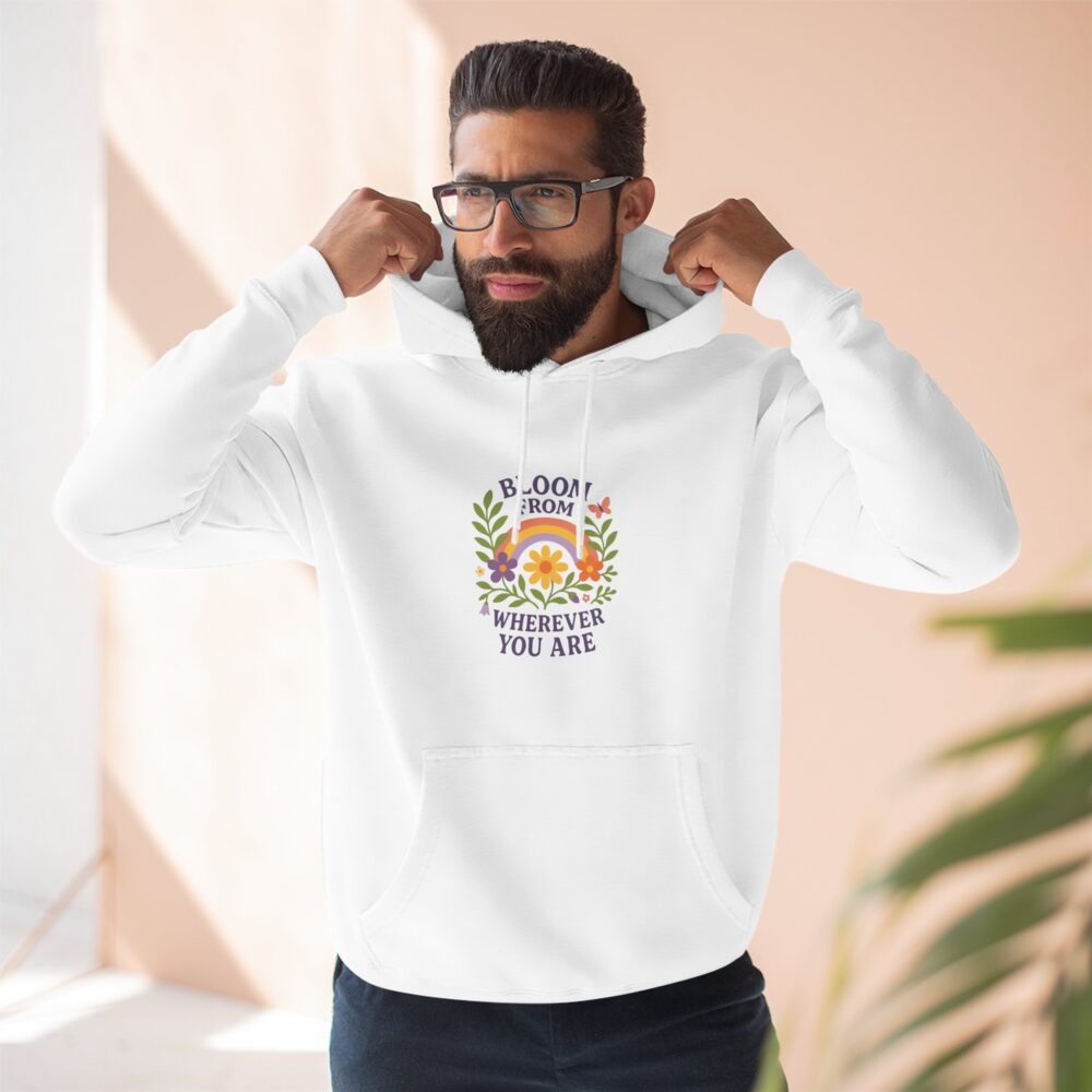 Bloom Wherever You Are Fleece Hoodie - Cozy Floral Sweatshirt for Growth & Positivity, Ideal for Gifts, Home, Casual Wear