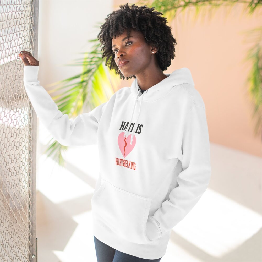 Heartbreaking Message Fleece Hoodie, Casual Wear, Gift for Her, Inspirational Hoodie, Street Style Apparel, Valentine's or [...] - Image 2
