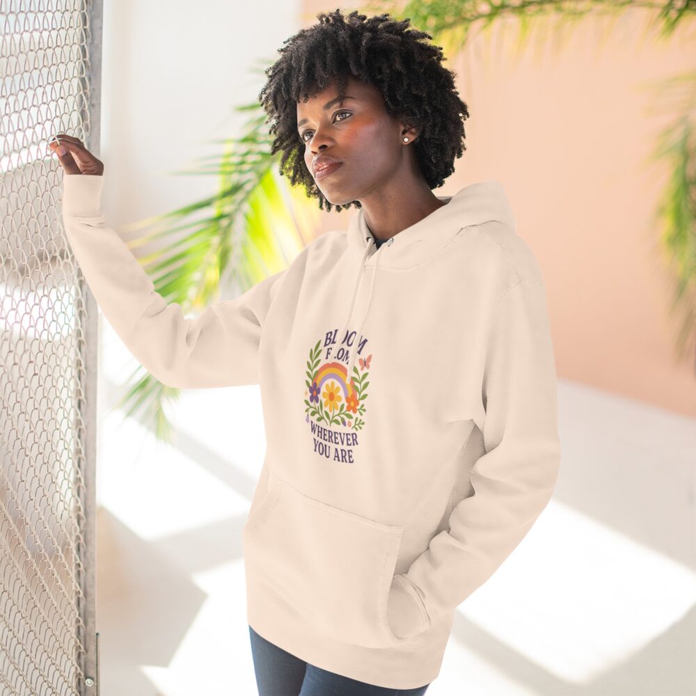 Bloom Wherever You Are Fleece Hoodie - Cozy Floral Sweatshirt for Growth & Positivity, Ideal for Gifts, Home, Casual Wear - Image 6