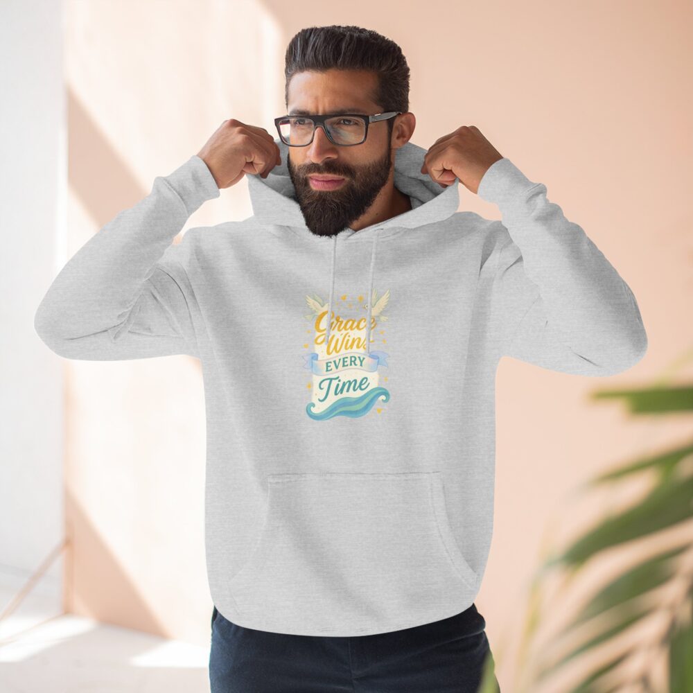 Grace Wins Fleece Hoodie | Inspirational Sweatshirt for Comfort and Faith, Perfect Gift for Prayer, Spiritual Growth, Casual Wear
