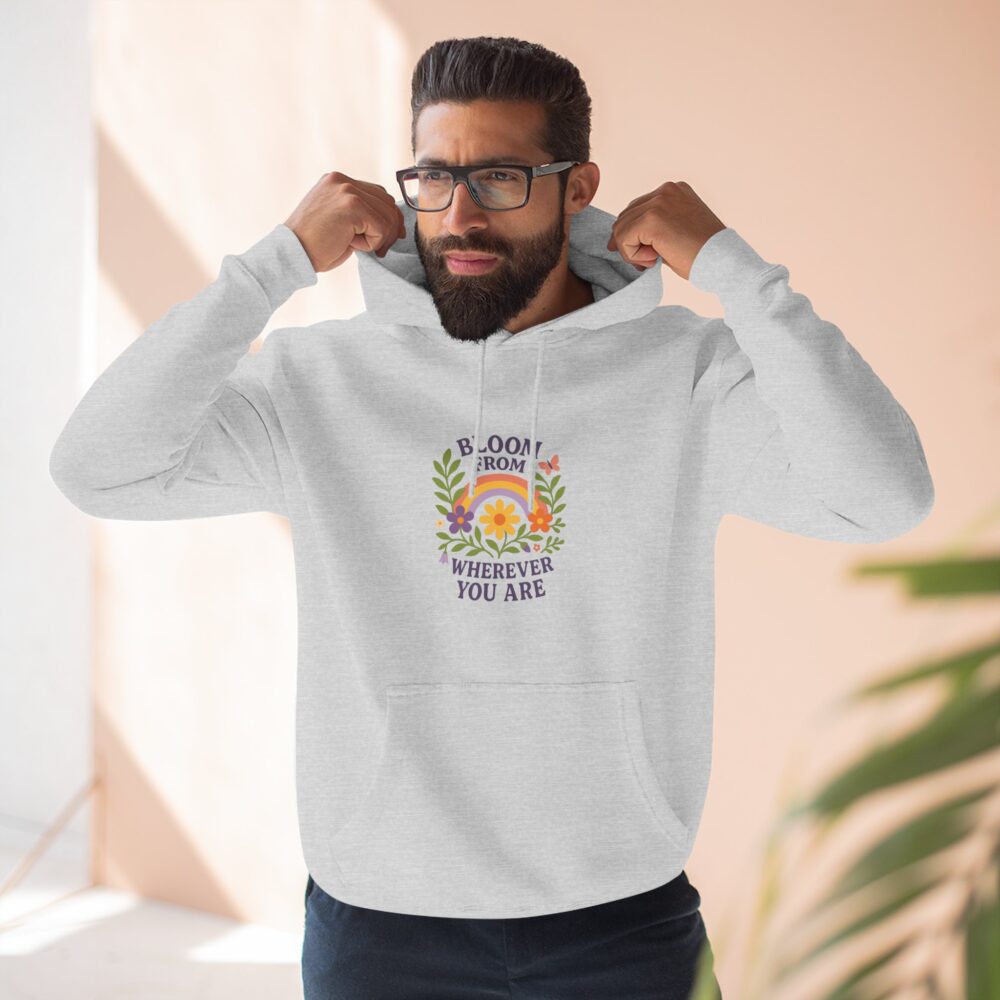 Bloom Wherever You Are Fleece Hoodie - Cozy Floral Sweatshirt for Growth & Positivity, Ideal for Gifts, Home, Casual Wear - Image 3