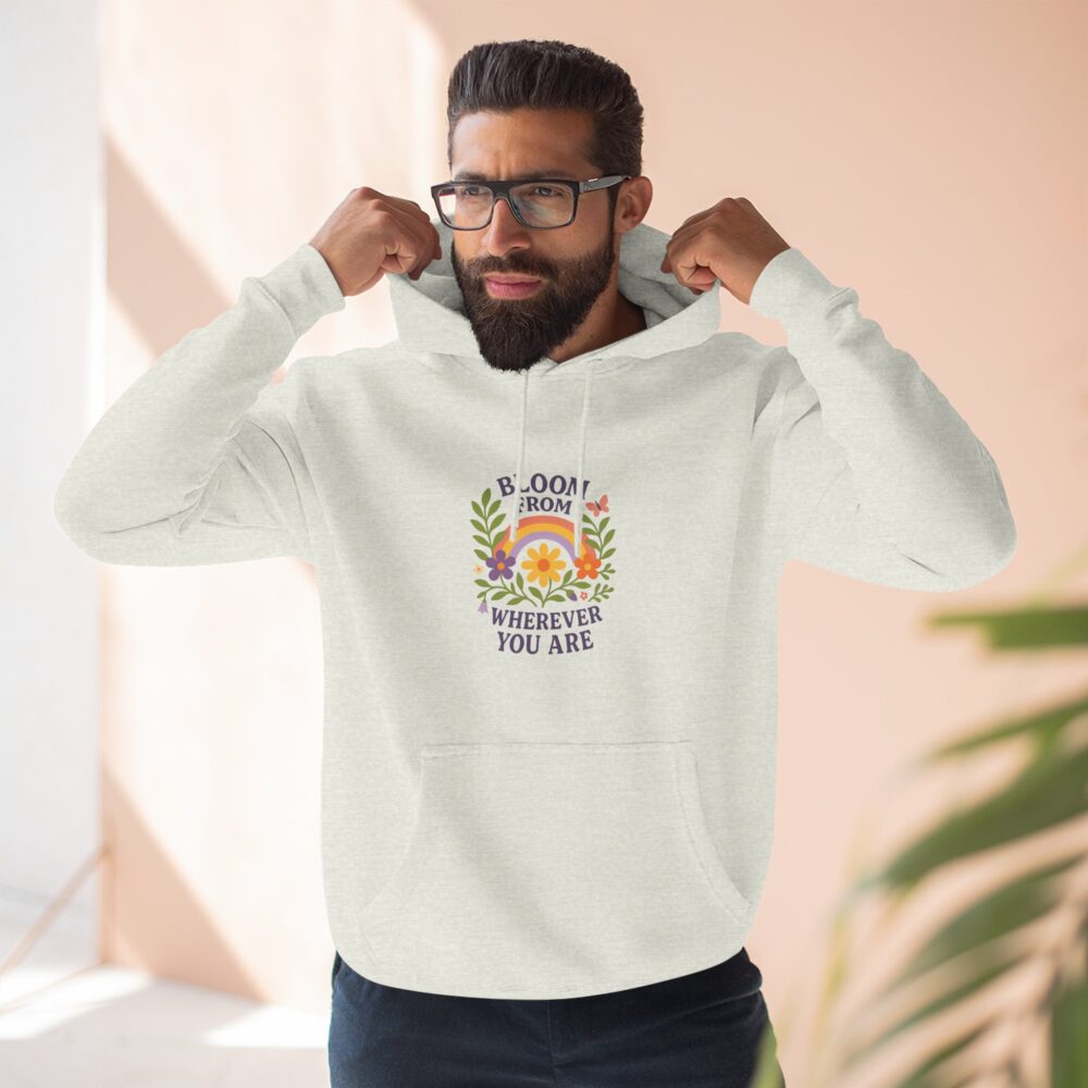 Bloom Wherever You Are Fleece Hoodie - Cozy Floral Sweatshirt for Growth & Positivity, Ideal for Gifts, Home, Casual Wear - Image 7
