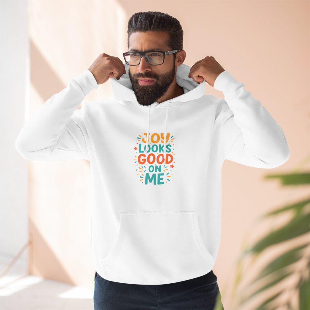 Joyful Three-Panel Fleece Hoodie - Perfect for Everyday Wear, Gift for Friends, Casual Style, Cozy Layering, Motivational Apparel