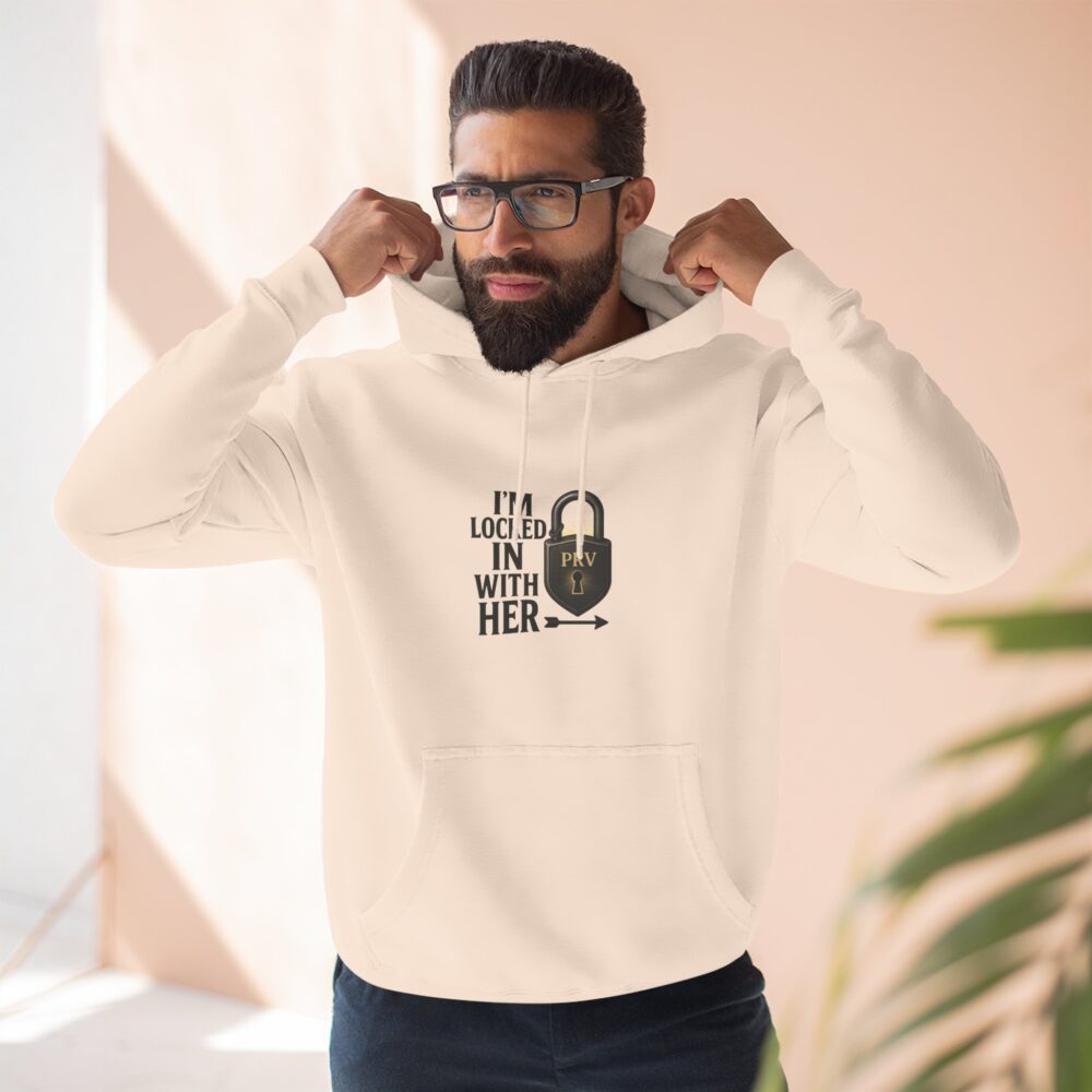Locked In With Her Fleece Hoodie | Cozy Relationship Gift, Couples Sweater, Fun Love Apparel, Valentine's Day Outfit, Gift for Her