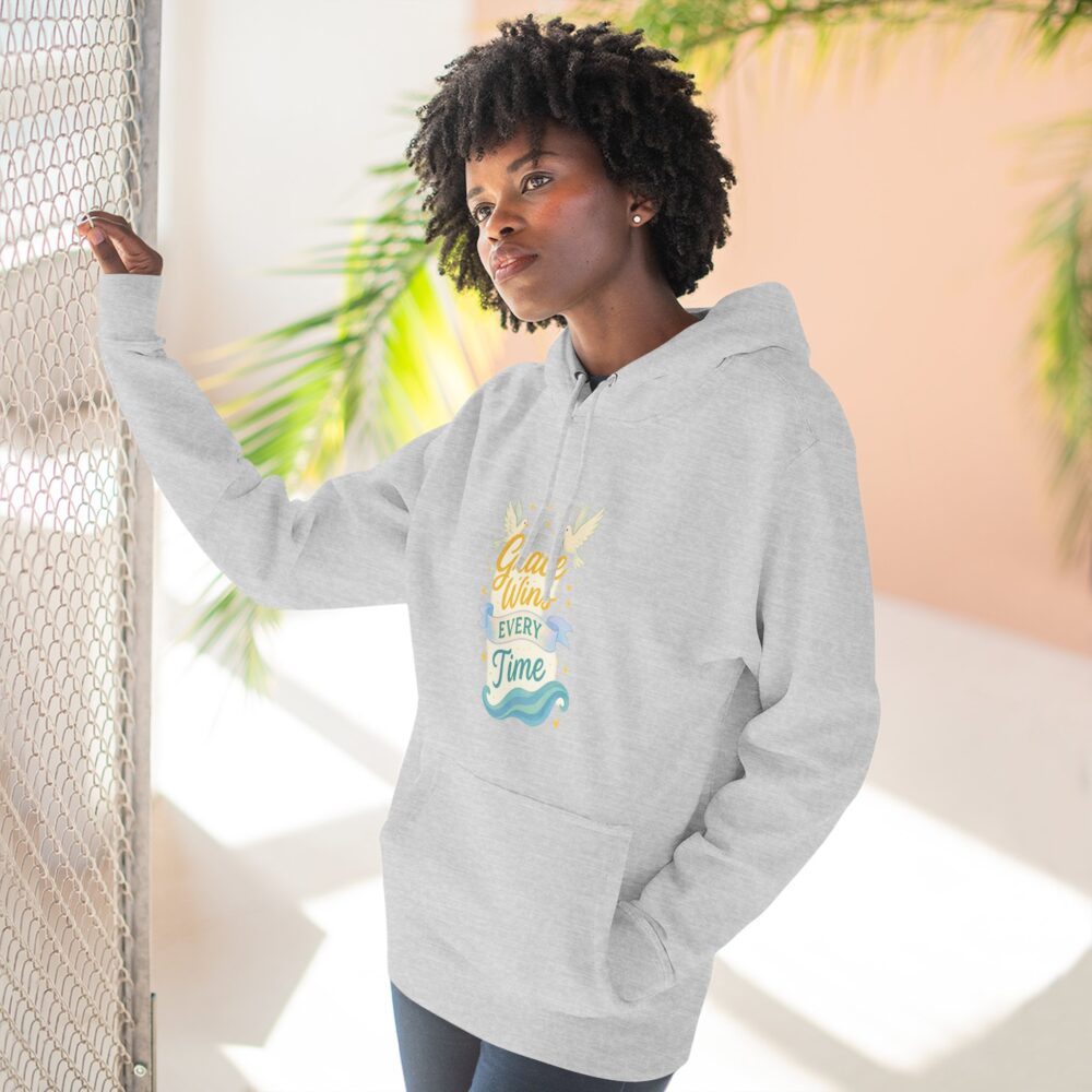 Grace Wins Fleece Hoodie | Inspirational Sweatshirt for Comfort and Faith, Perfect Gift for Prayer, Spiritual Growth, Casual Wear - Image 2