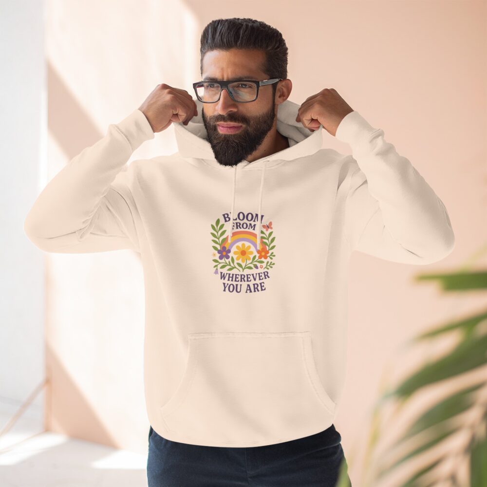 Bloom Wherever You Are Fleece Hoodie - Cozy Floral Sweatshirt for Growth & Positivity, Ideal for Gifts, Home, Casual Wear - Image 5