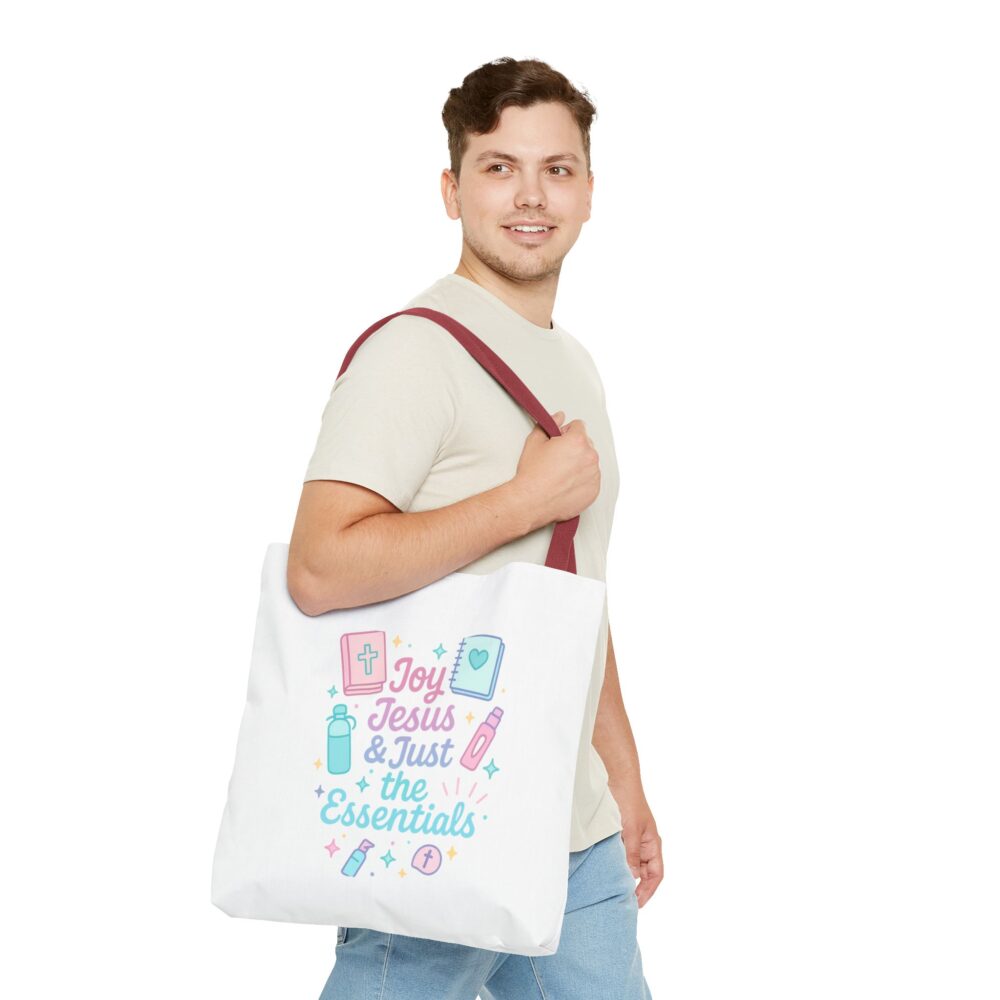 Joyful Jesus Tote Bag, Christian Shopping Tote, Inspirational Gift for Her, Cute AOP Bag, Essentials Carrier, Faith-Based Accessory - Image 5