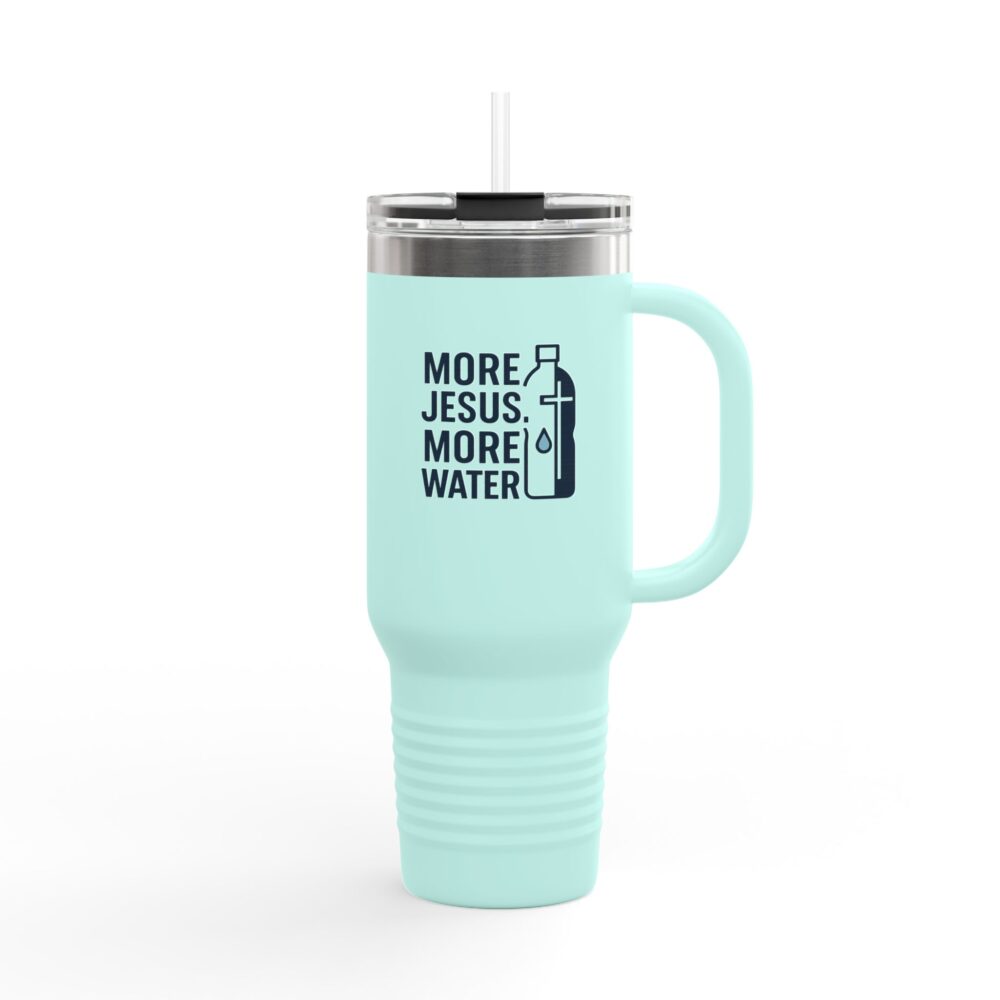 More Jesus, More Water Inspirational Insulated Travel Mug - 40oz, Motivational Water Bottle, Faith-Based Tumbler, Perfect for Coffee & Tea Lovers, Great Gift Idea - Image 3