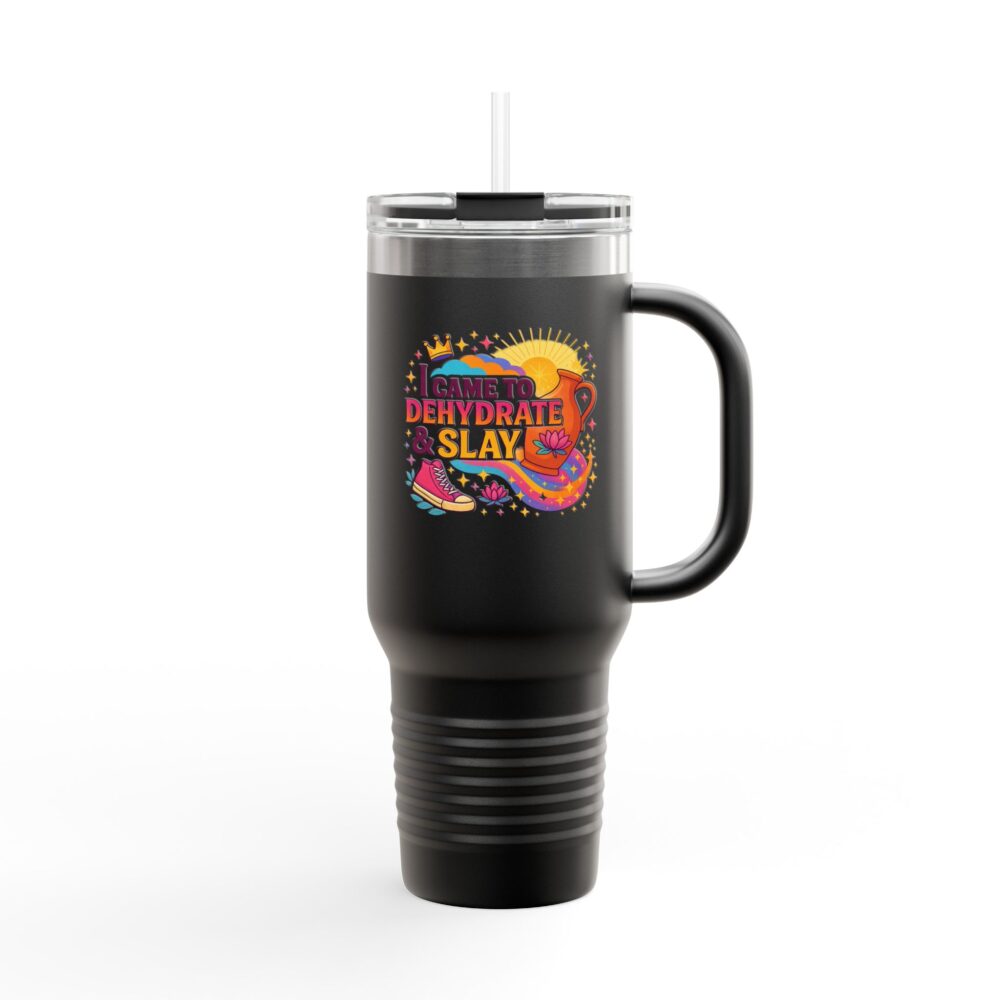 Colorful Hyderated & Slaying Insulated Travel Mug – Perfect Gift for Motivated Individuals, Inspiring Quotes, Hydration on the Go, Travel Accessories, [...] - Image 3