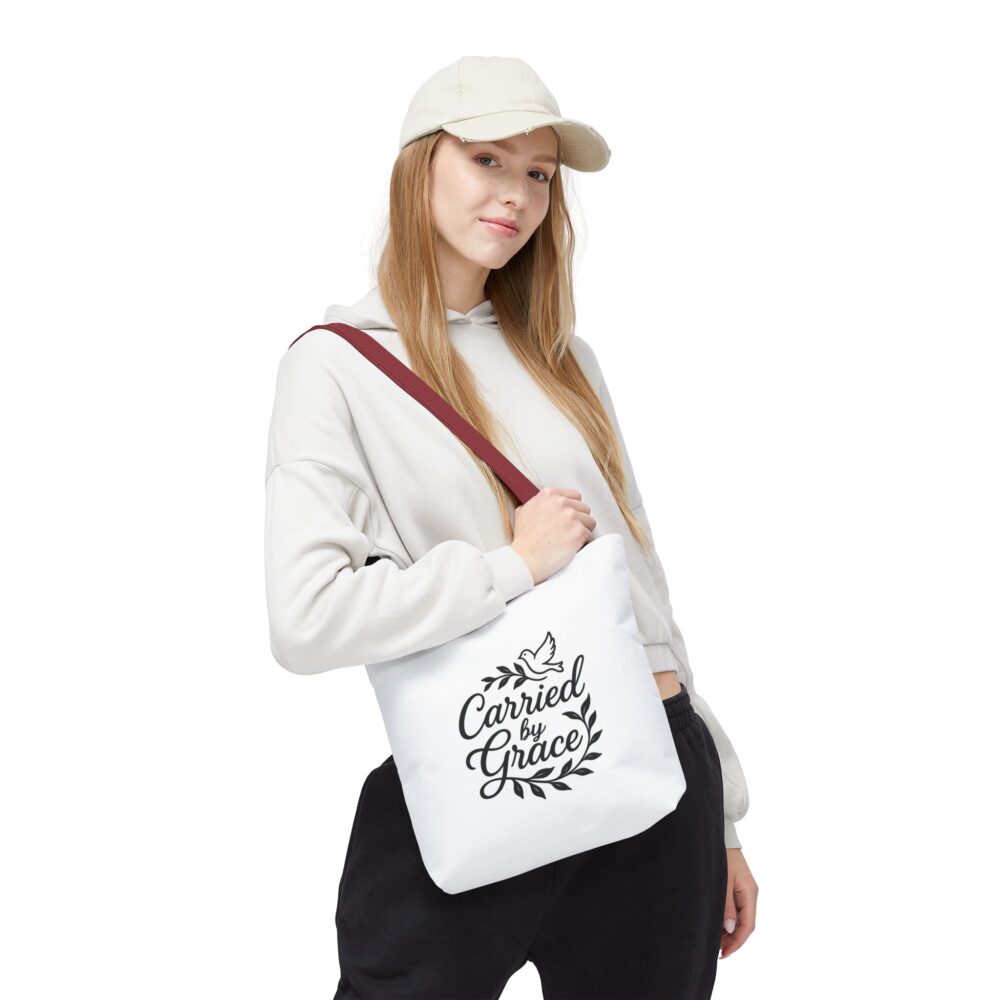 Graceful Tote Bag - Carried by Grace, Inspirational Gift, Eco-Friendly Canvas Bag, Perfect for Everyday Use or Special Occasions - Image 4