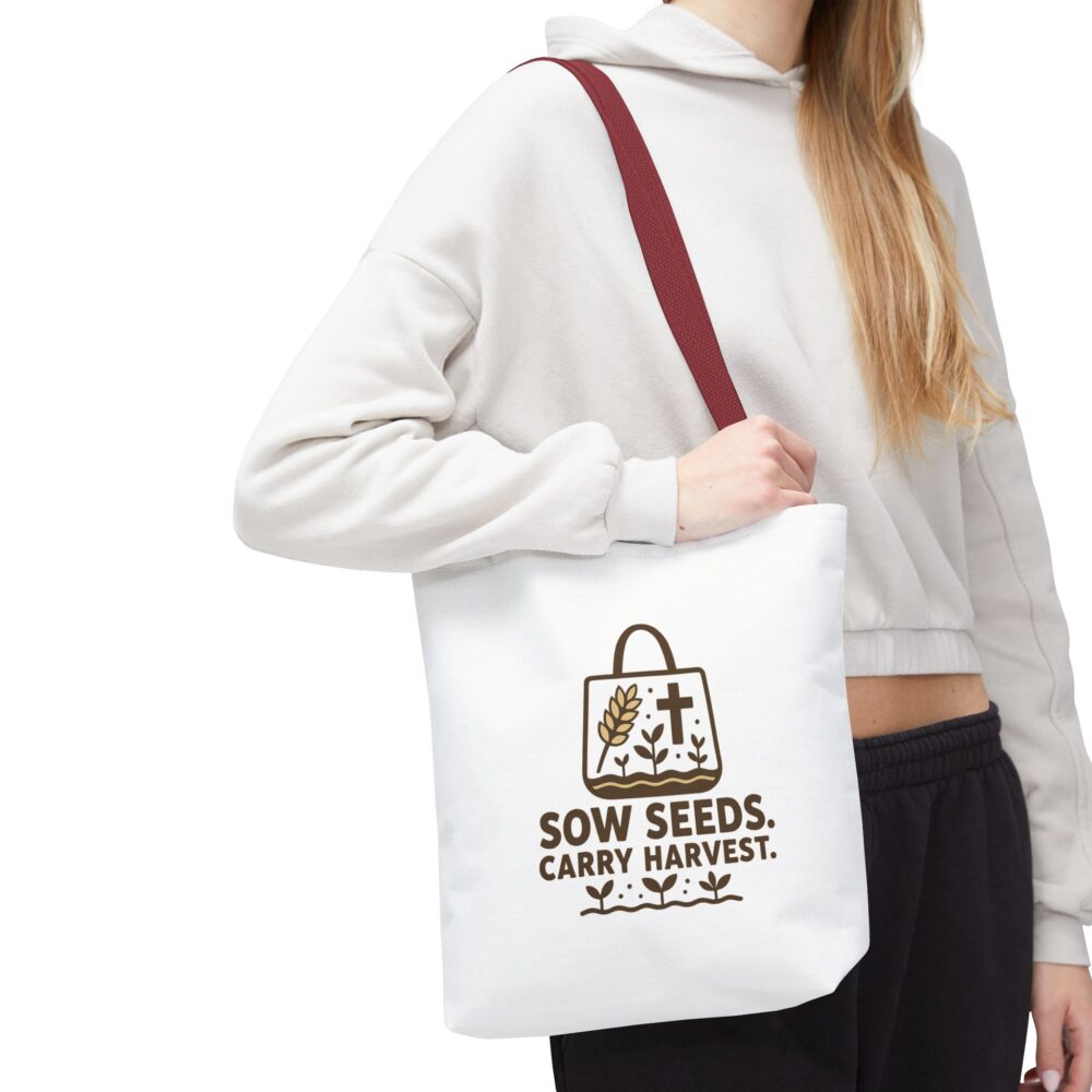 Inspirational Tote Bag - Sow Seeds Carry Harvest, Eco-Friendly Shopping Bag, Gardening Gift, Reusable Grocery Bag, Faith & Nature - Image 4