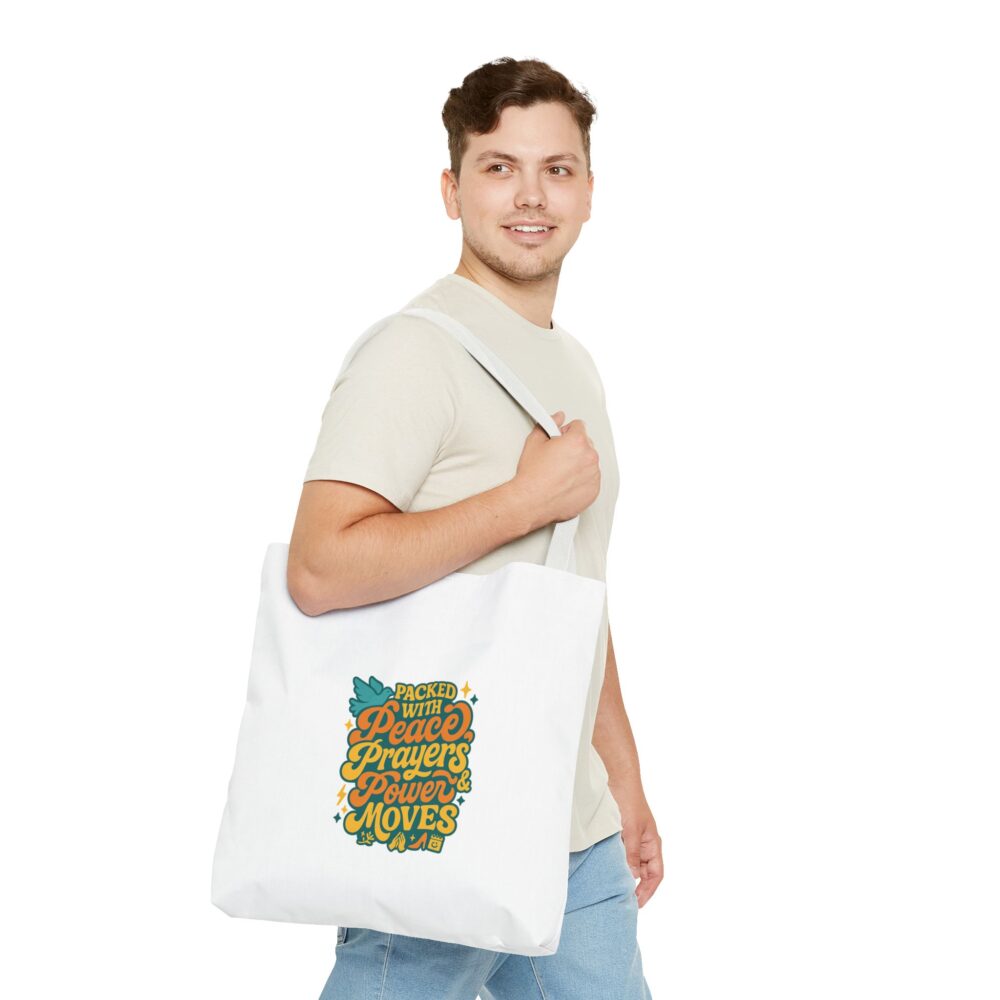 Empowerment Tote Bag - Packed with Peace, Prayers, Power Moves | Inspirational Tote, Motivational Gifts, Women's Handbag, Eco-Friendly Bag - Image 7