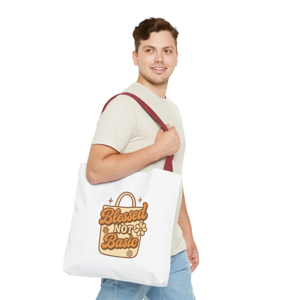 Blessed Not Basic Tote Bag | Eco-Friendly, Cute Grocery Bag, Everyday Essentials, Gift for Friends, Stylish Accessory - Image 5
