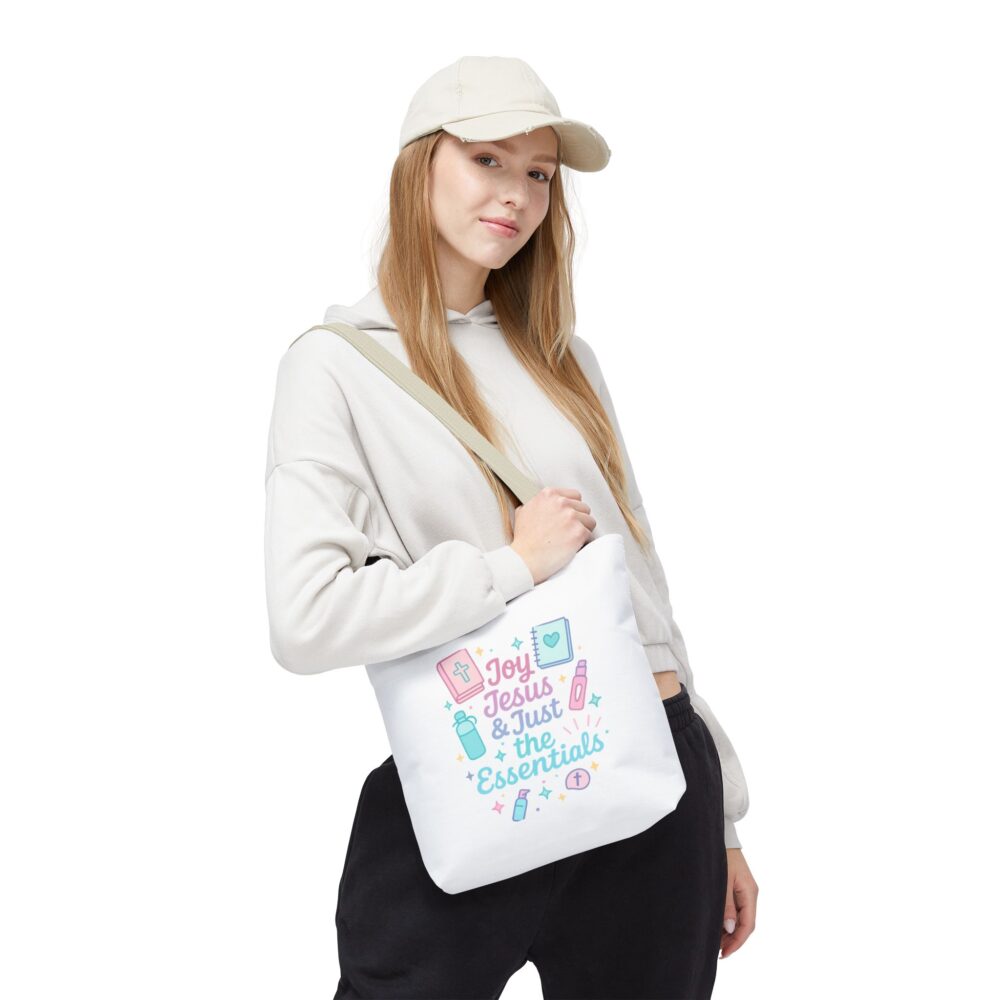 Joyful Jesus Tote Bag, Christian Shopping Tote, Inspirational Gift for Her, Cute AOP Bag, Essentials Carrier, Faith-Based Accessory - Image 10