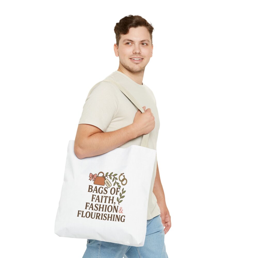 Stylish Motivational Tote Bag – Faith, Fashion & Flourishing, Eco-friendly Shopping Bag, Affirmation Gift, Trendy Reusable Bag - Image 11