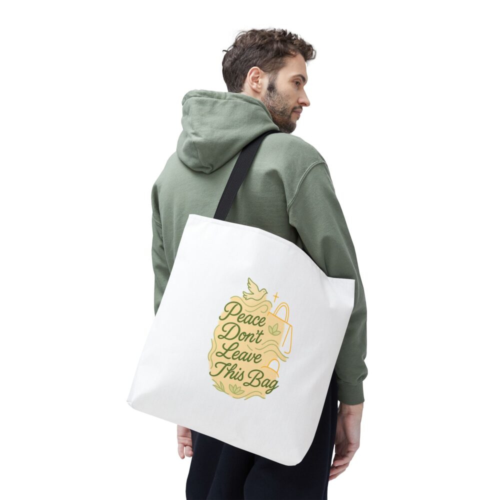 Peaceful Tote Bag, Eco-Friendly Shopper Bag, Inspirational Gift, Peace Symbol Bag, Casual Everyday Tote - Image 3