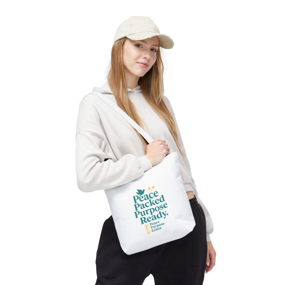 Peace Packed Purpose Tote Bag, Inspirational Eco-Friendly Bags, Perfect for Everyday Use, Gifts for Friends, Stylish Shopping Bag - Image 9