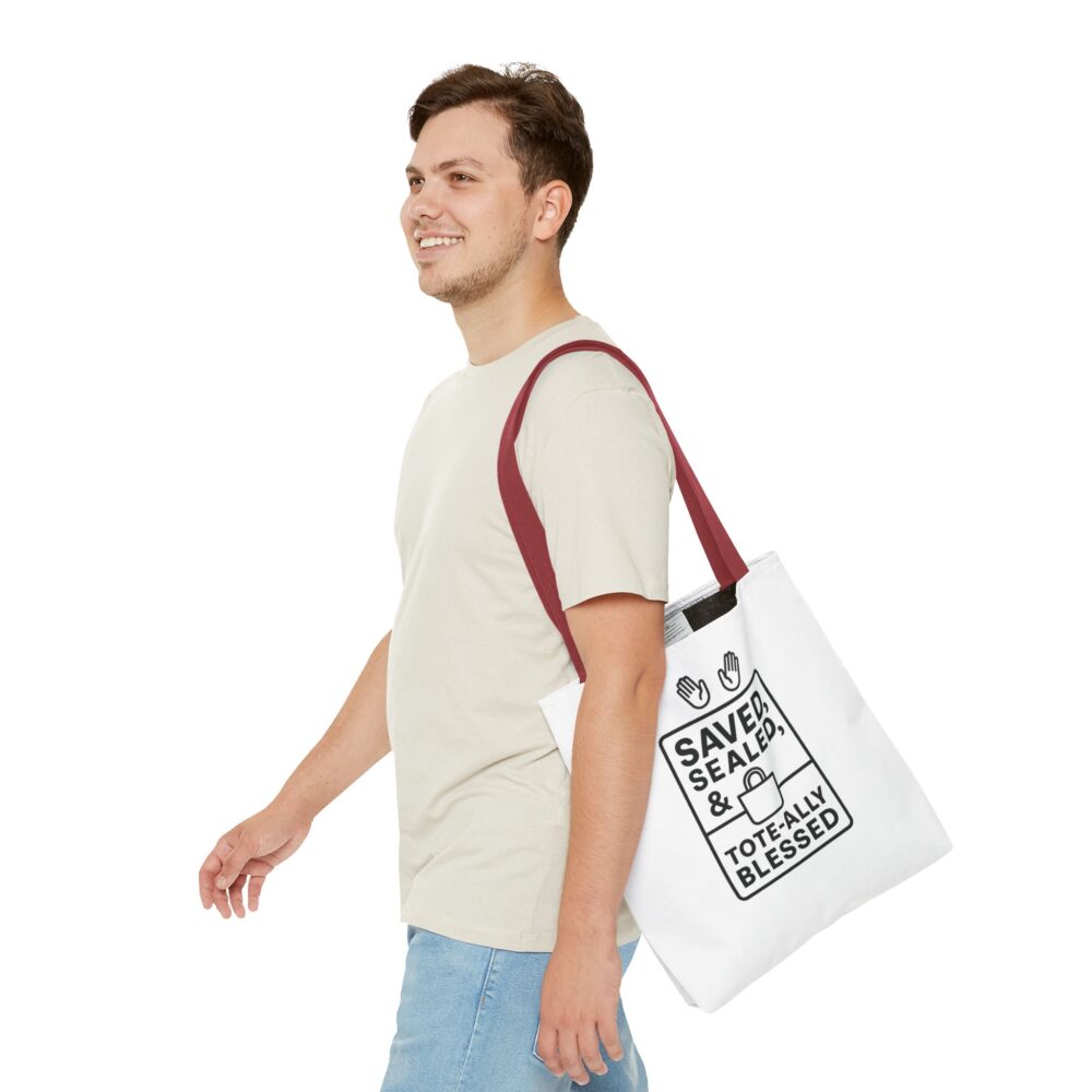Blessed Tote Bag - Saved, Sealed & Tote-ally Blessed | Gift for Faith Lovers, Church Events, Everyday Use, Eco-Friendly - Image 31