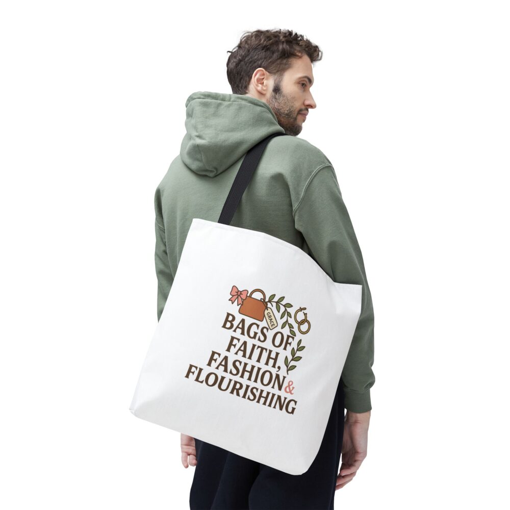Stylish Motivational Tote Bag – Faith, Fashion & Flourishing, Eco-friendly Shopping Bag, Affirmation Gift, Trendy Reusable Bag - Image 3