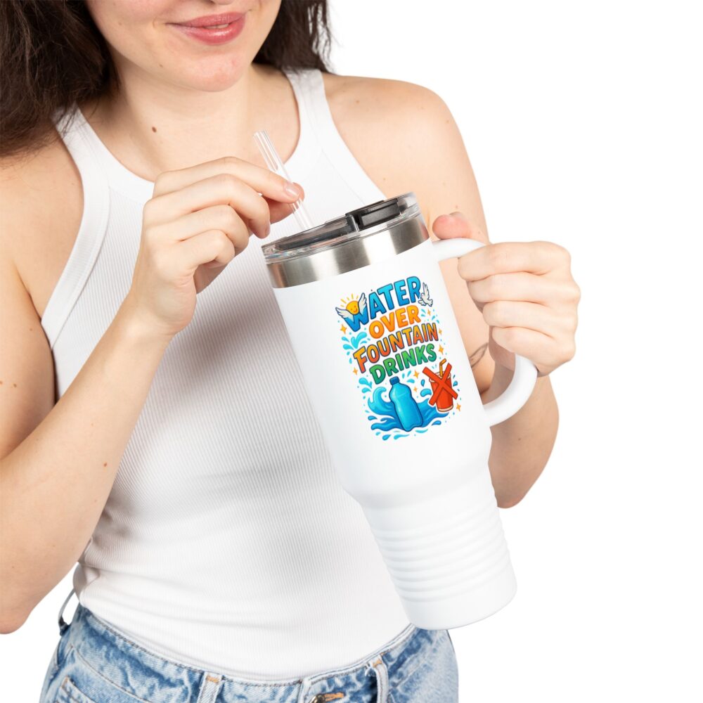 Water Over Fountain Drinks - Insulated Travel Mug with Fun Water Design, 40oz Mug for Travel, Perfect Gift for Water Lovers, Summer, Camping, Beach Days, Hydration - Image 3