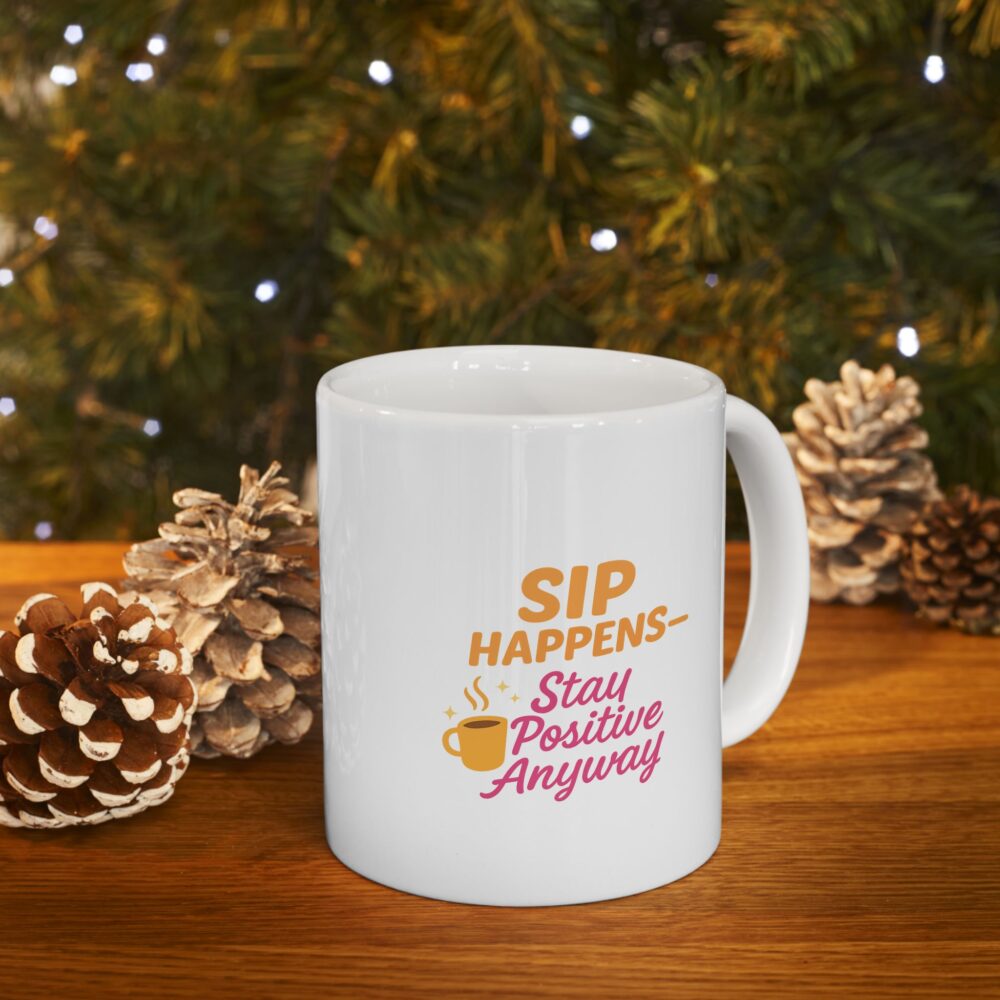Sip Happens - Stay Posititve - Cheerful Ceramic Mug, Cute Gift for Coffee Lovers, Inspirational Quote Mug, Perfect for Birthdays, Cozy Home Decor, Fun Office Mug - Image 8
