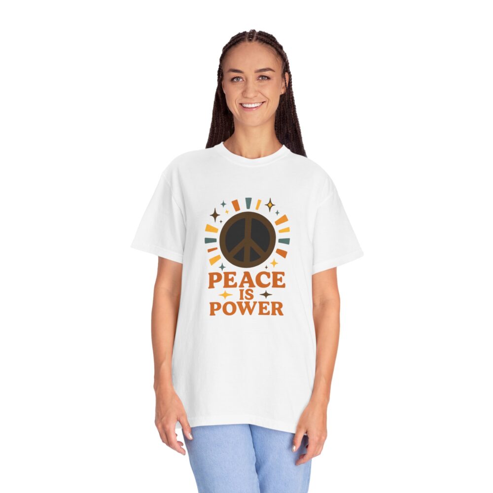 Peace Is Power Unisex T-Shirt | Trendy Graphic Tee, Gift for Activists, Casual Everyday Wear, Social Justice Apparel, Retro Style - Image 2