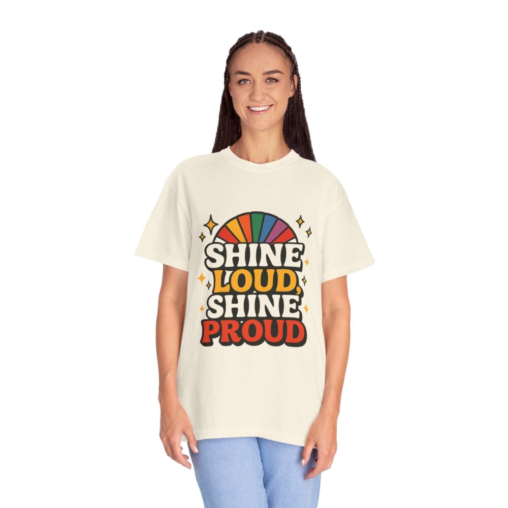 Rainbow Pride Unisex T-Shirt - Shine Loud Shine Proud, LGBTQ+ Apparel, Gift for Pride Month, Comfortable Casual Wear, Retro Style Tee, [...] - Image 10