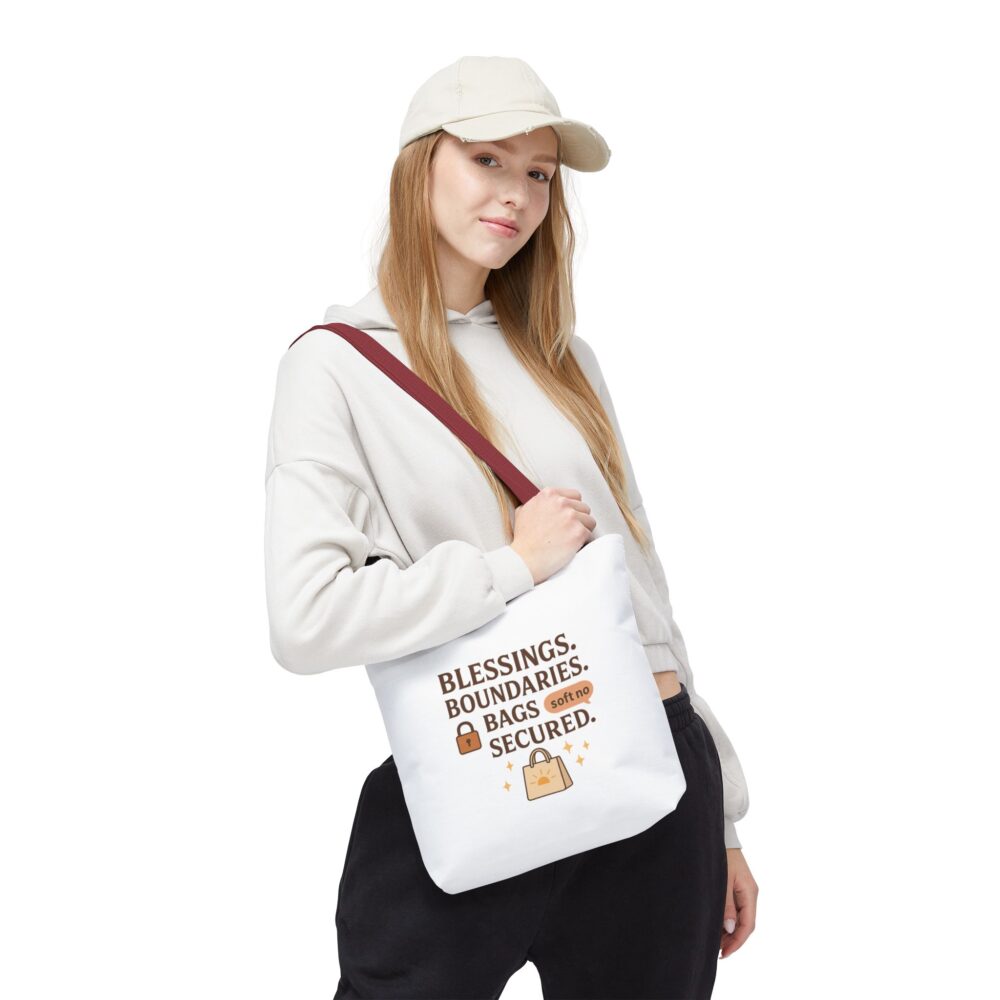 Blessings and Boundaries Tote Bag, Motivational Tote, Soft-Spoken Message Bag, Personal Growth Gift, Inspirational Everyday Use Bag - Image 4