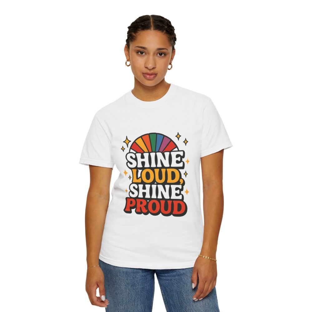 Rainbow Pride Unisex T-Shirt - Shine Loud Shine Proud, LGBTQ+ Apparel, Gift for Pride Month, Comfortable Casual Wear, Retro Style Tee, [...] - Image 8