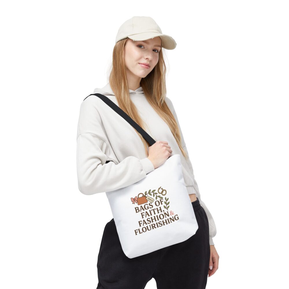 Stylish Motivational Tote Bag – Faith, Fashion & Flourishing, Eco-friendly Shopping Bag, Affirmation Gift, Trendy Reusable Bag