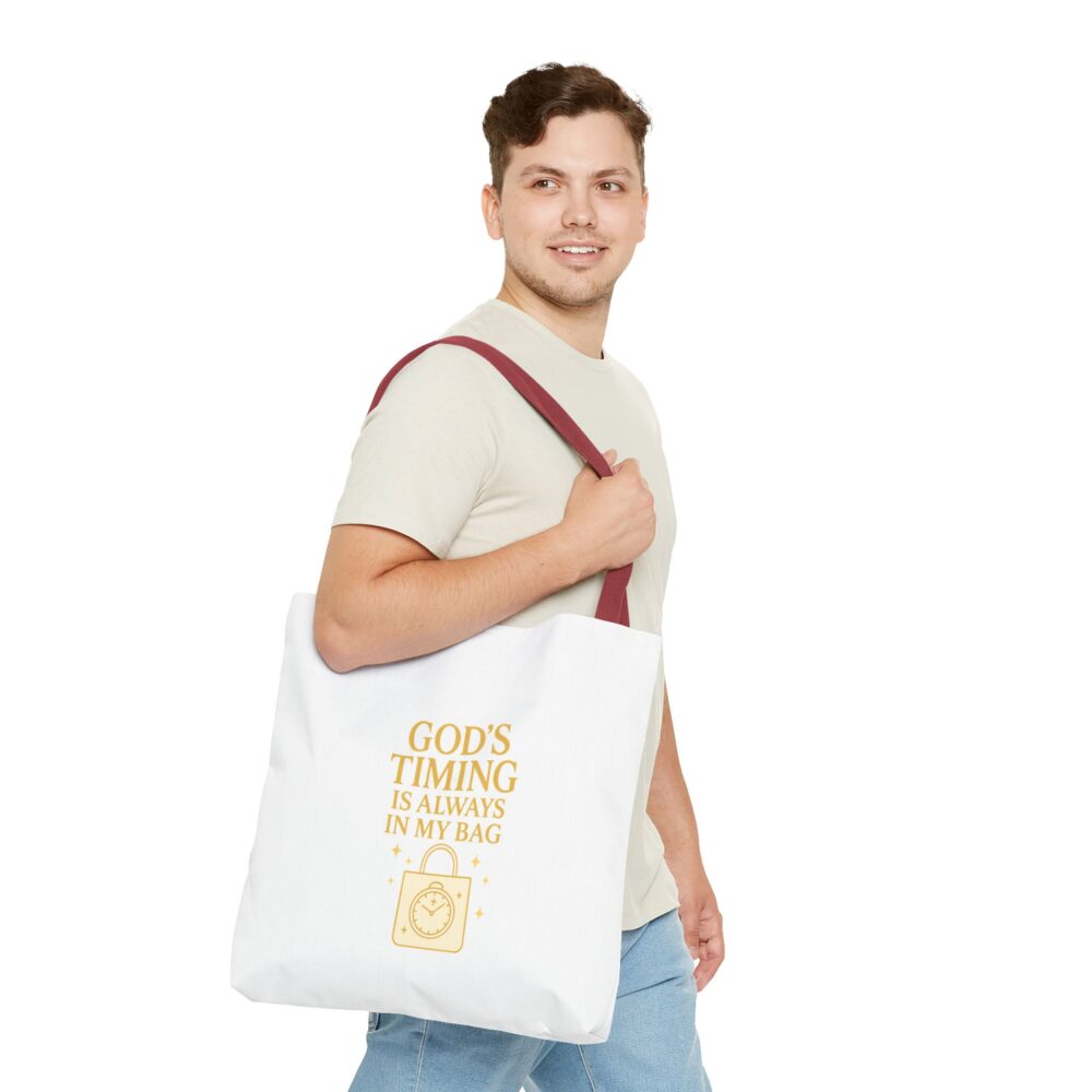 God’s Timing Tote Bag | Inspirational Gift for Her | Motivational Shopping Bag | Everyday Canvas Bag | Perfect for Faith & Style - Image 5