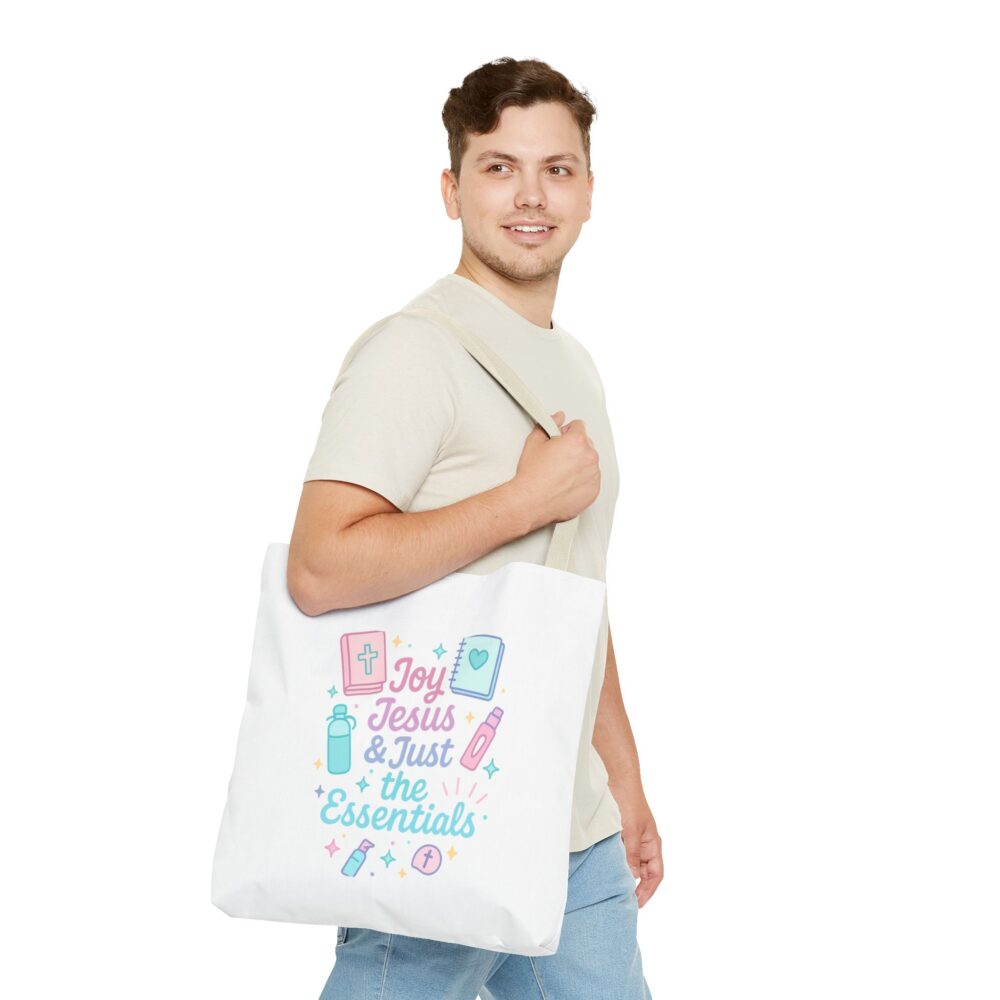 Joyful Jesus Tote Bag, Christian Shopping Tote, Inspirational Gift for Her, Cute AOP Bag, Essentials Carrier, Faith-Based Accessory - Image 11