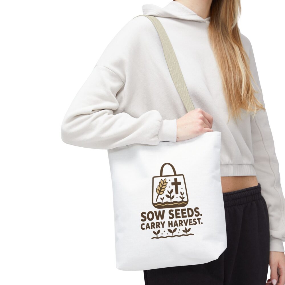 Inspirational Tote Bag - Sow Seeds Carry Harvest, Eco-Friendly Shopping Bag, Gardening Gift, Reusable Grocery Bag, Faith & Nature - Image 8