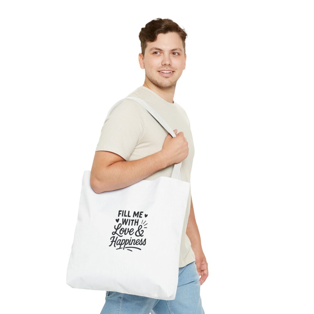 Chic Motivational Tote Bag, Inspirational Grocery Bag, Love & Happiness Gift, Reusable Shopping Tote, Everyday Essentials - Image 8