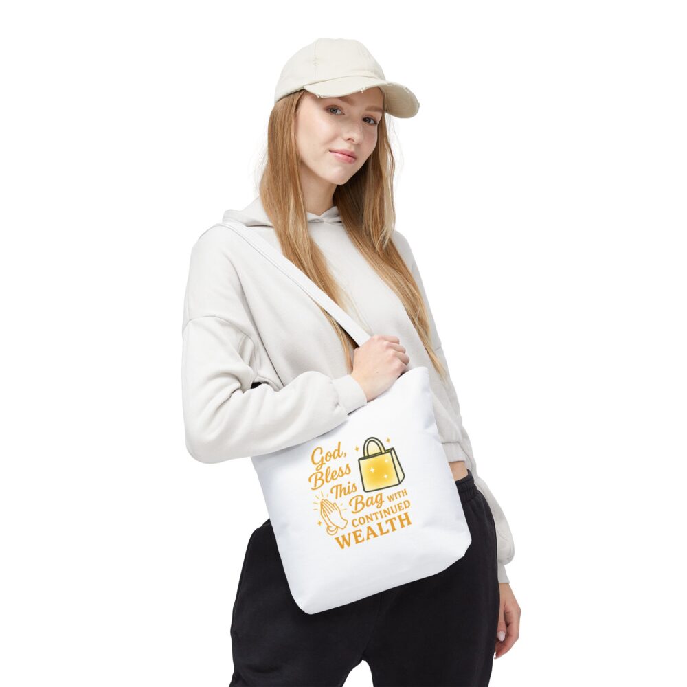 God Bless This Tote Bag with Continued Wealth | Motivational Tote, Gift for Her, Shopping Bag, Prayer Bag, Spiritual Tote - Image 7