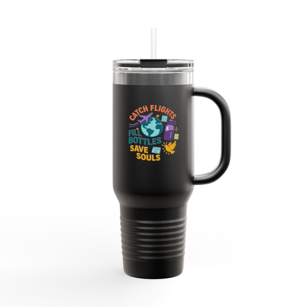 Catch Flights Travel Mug, 40oz Insulated Coffee Cup for Travelers, Unique Gift for Adventurers, Eco-Friendly Reusable Tumbler - Image 3