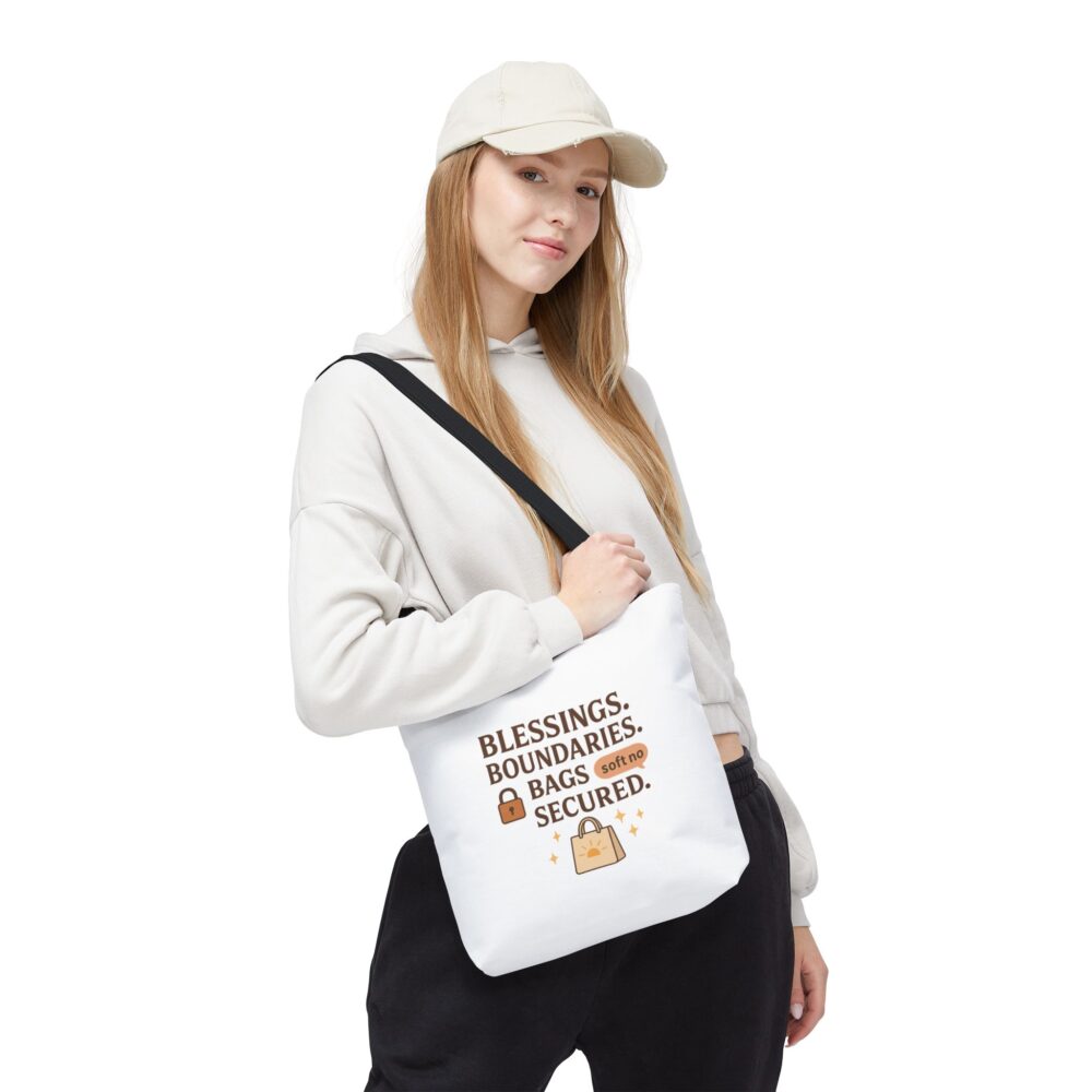 Blessings and Boundaries Tote Bag, Motivational Tote, Soft-Spoken Message Bag, Personal Growth Gift, Inspirational Everyday Use Bag