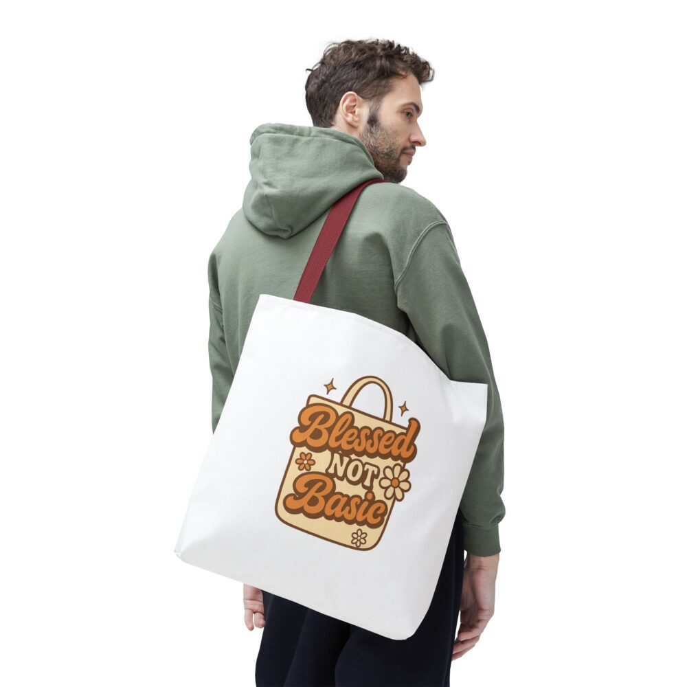Blessed Not Basic Tote Bag | Eco-Friendly, Cute Grocery Bag, Everyday Essentials, Gift for Friends, Stylish Accessory - Image 6