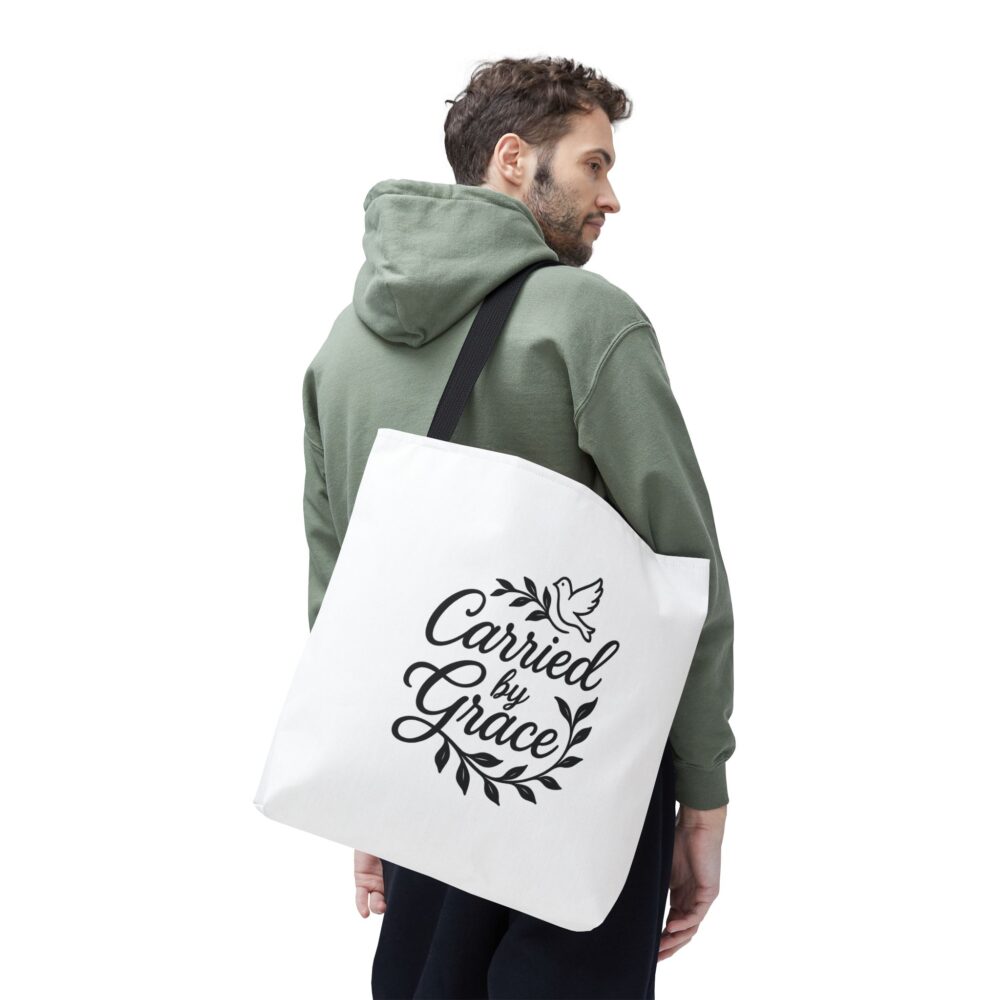Graceful Tote Bag - Carried by Grace, Inspirational Gift, Eco-Friendly Canvas Bag, Perfect for Everyday Use or Special Occasions - Image 3