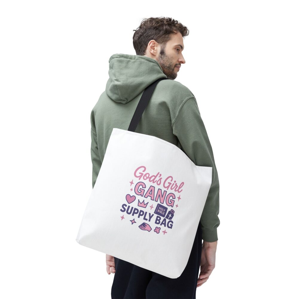 "God's Girl Gang Supply Bag" - Tote Bag for Empowered Women, Stylish Gift, Everyday Use, Weekend Outings, Prayer Group Essentials - Image 3
