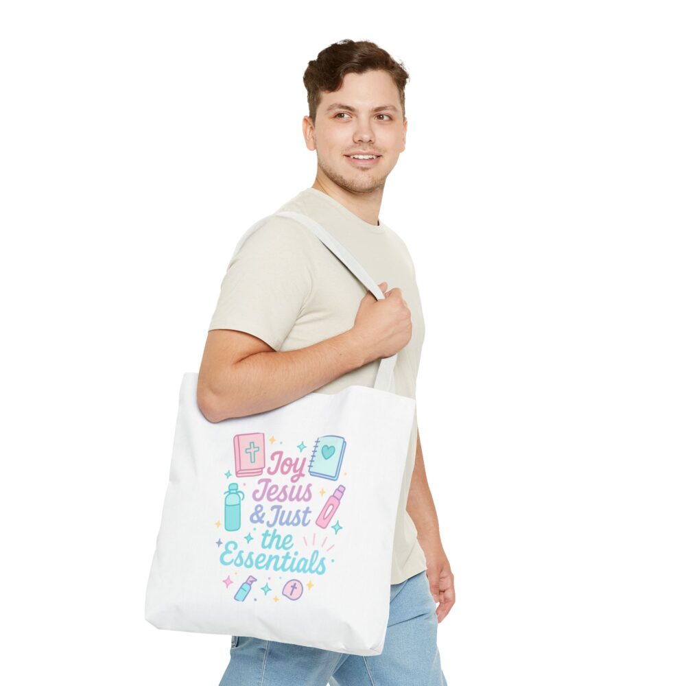 Joyful Jesus Tote Bag, Christian Shopping Tote, Inspirational Gift for Her, Cute AOP Bag, Essentials Carrier, Faith-Based Accessory - Image 8