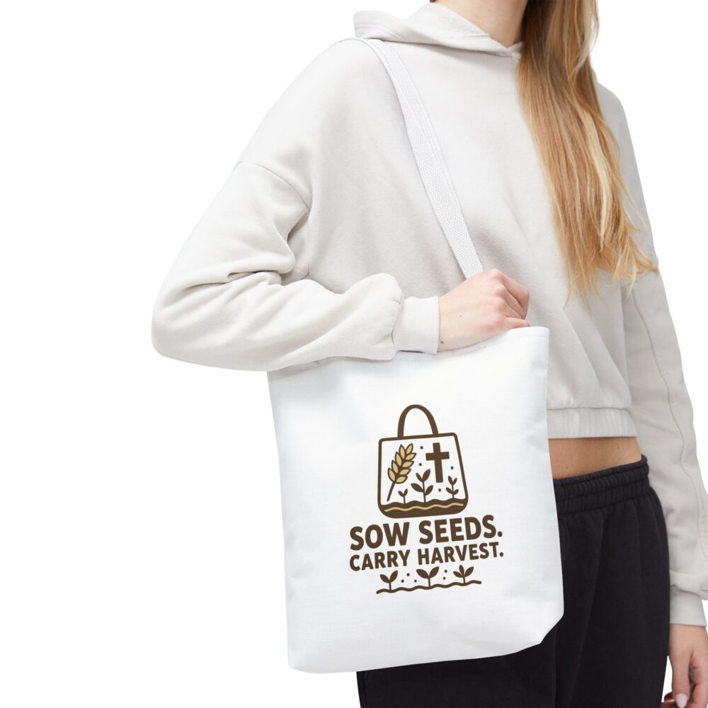 Inspirational Tote Bag - Sow Seeds Carry Harvest, Eco-Friendly Shopping Bag, Gardening Gift, Reusable Grocery Bag, Faith & Nature - Image 6