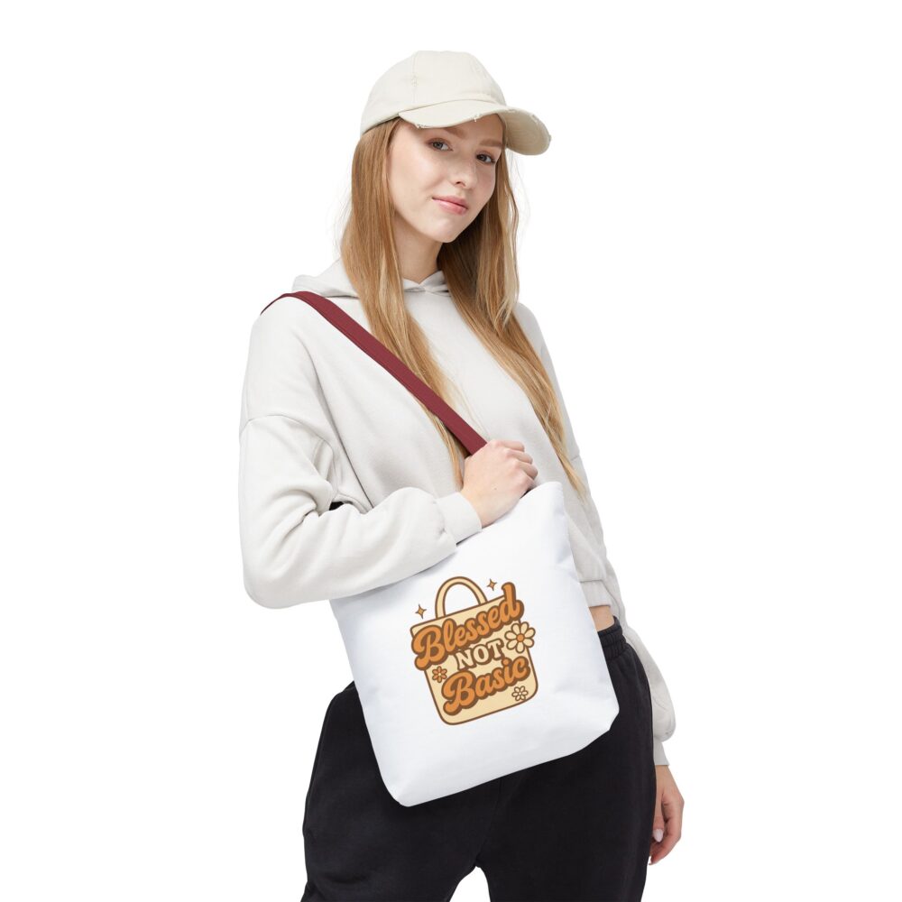 Blessed Not Basic Tote Bag | Eco-Friendly, Cute Grocery Bag, Everyday Essentials, Gift for Friends, Stylish Accessory - Image 4