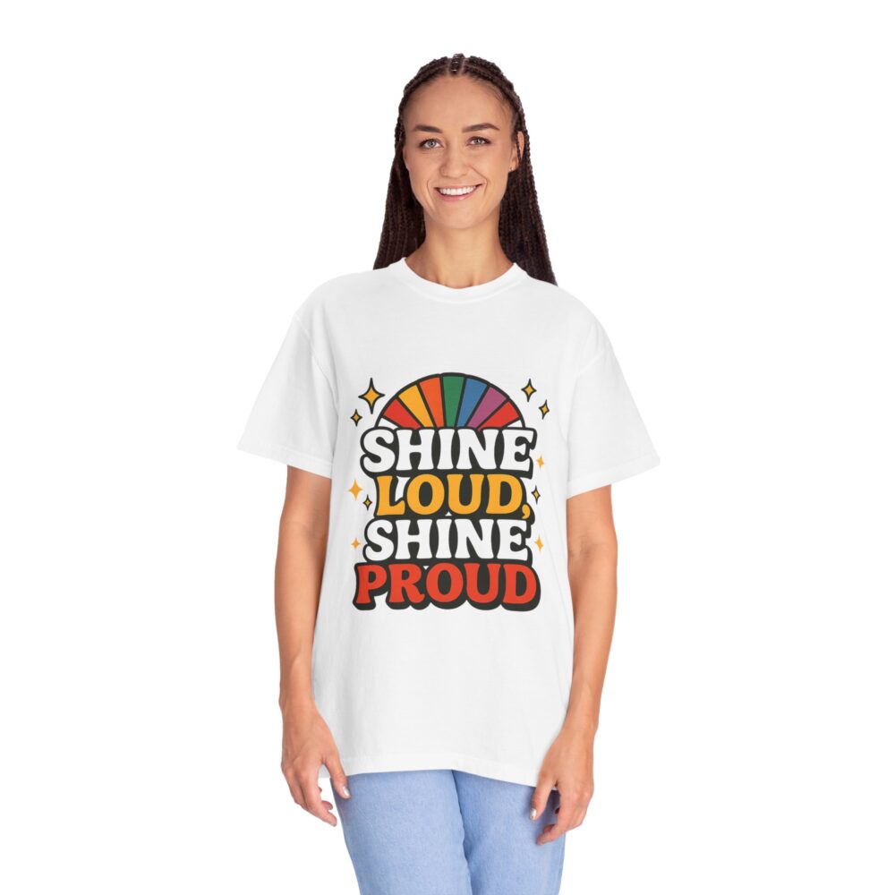 Rainbow Pride Unisex T-Shirt - Shine Loud Shine Proud, LGBTQ+ Apparel, Gift for Pride Month, Comfortable Casual Wear, Retro Style Tee, [...] - Image 6