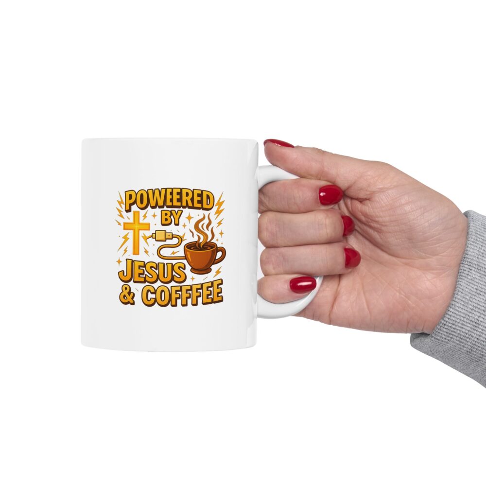 Powered by Jesus and Coffeeee - Energizing Coffee Mug, Personalized Gift, Fun Kitchen Decor, Coffee Lover's Essential, Motivational Java Cup, Perfect for Birthdays, [...] - Image 11