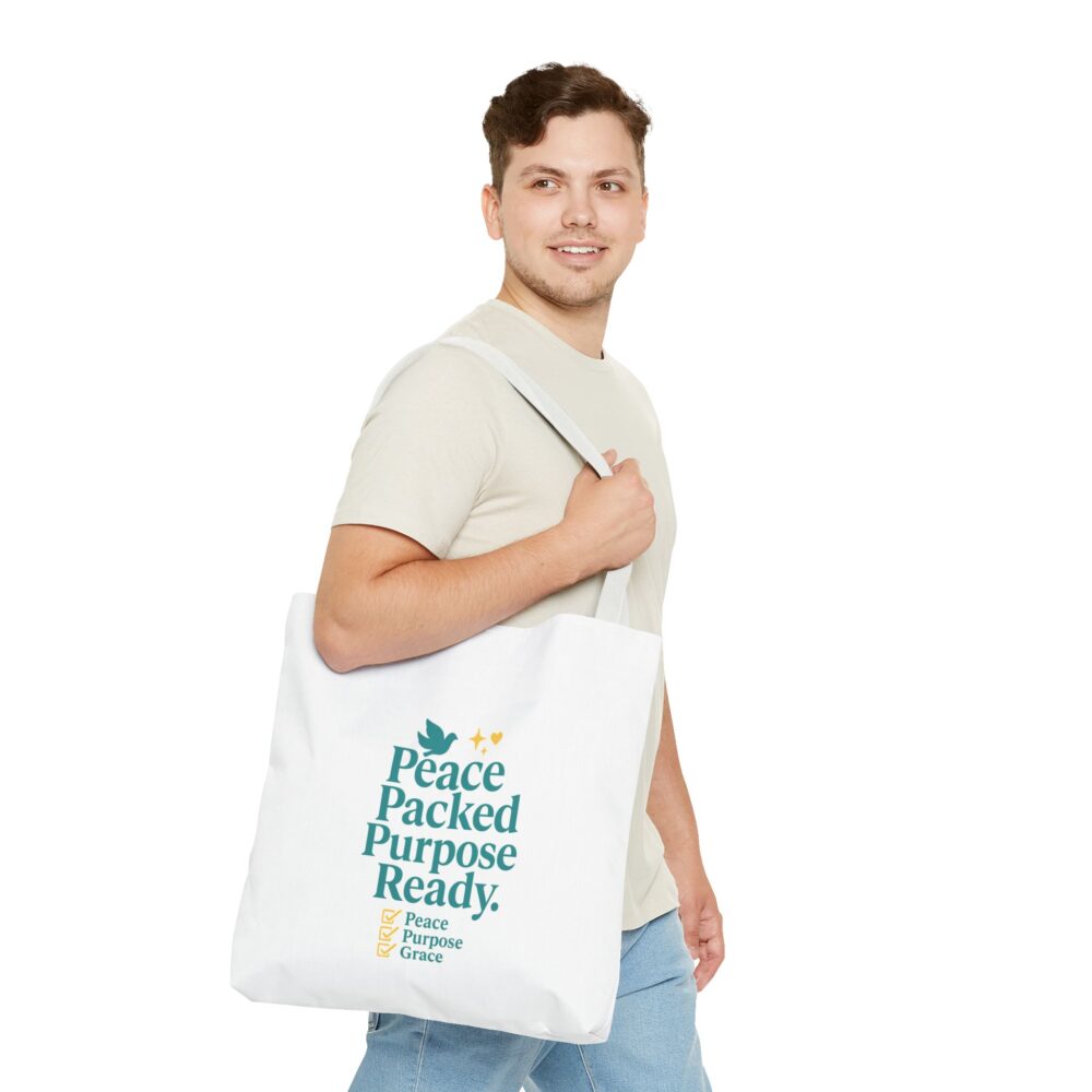 Peace Packed Purpose Tote Bag, Inspirational Eco-Friendly Bags, Perfect for Everyday Use, Gifts for Friends, Stylish Shopping Bag - Image 10