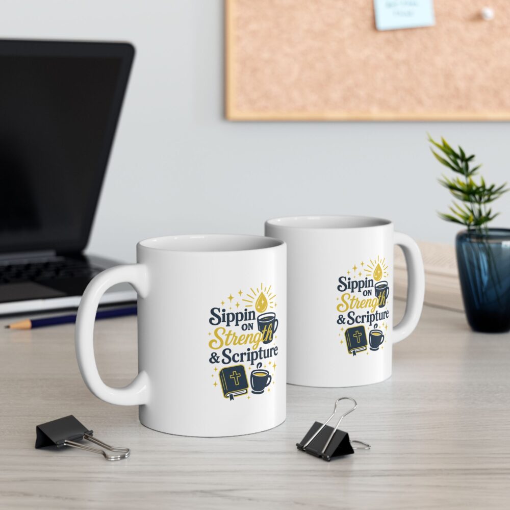 Sippin on Strength & Scripture Coffee Mug - Coffee Lovers Gift, Beverages, Morning Routine, Tea, Birthday, Home Decor - Image 5
