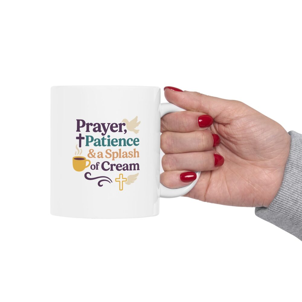 Prayer Patience & Splash of Cream - Ceramic Mug - "Perfect Peace" Inspirational Coffee Mug for Relaxation, Gift for Self-Care, Cozy Home Decor, Sips of Joy, Mindfulness Mug - Image 11